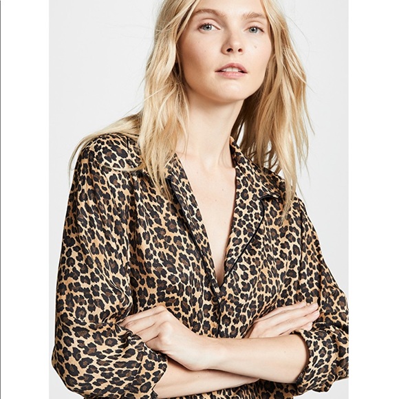 Three Dots Leopard PJ Top Medium - Picture 6 of 7